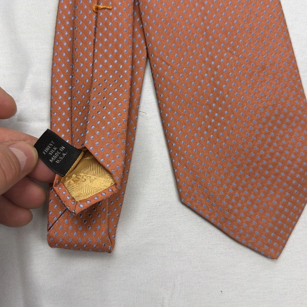 Robert‎ Talbot Best of Class Men's Tie 100% Silk Orange Polka Dot / 61